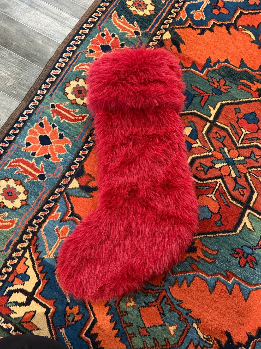 Christian Lacroix Maison Faux Fur Soft Plush Christmas Stocking X-Long 27” - Red